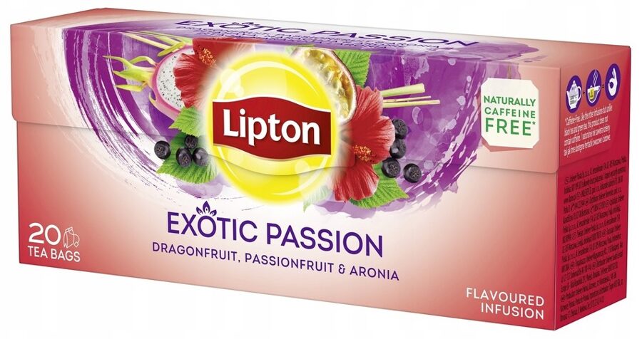 Lipton Exotic Passion Tea eksotisko augļu tējas dzēriens paciņās 32 g (20 gab.)
