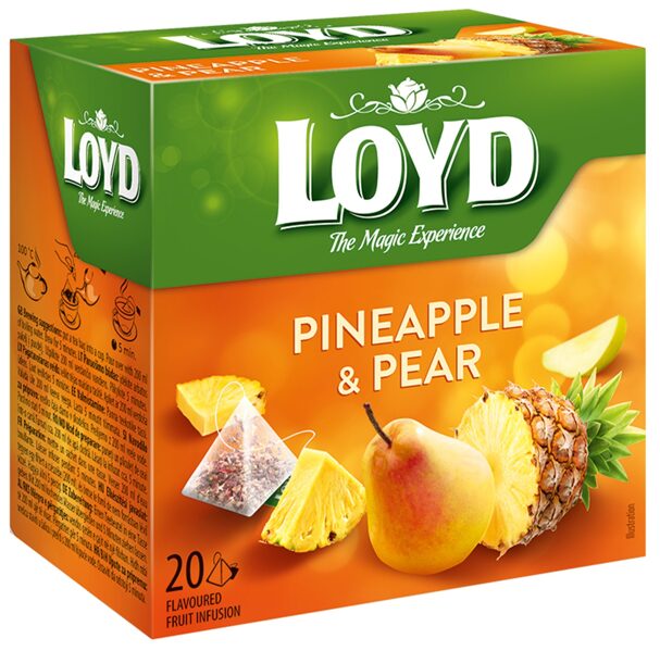 Loyd Pineapple & Pear aromatizuotas vaisių arbatos gėrimas su ananasų ir kriaušių skoniais - pakeliais 40 g (20 vnt.)