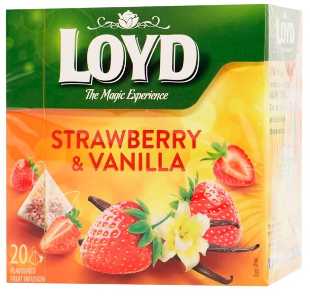 Loyd Strawberry & Vanilla aromatizēts augļu tējas dzēriens ar zemeņu un vaniļas garšu - paciņās 40 g (20 gab.)