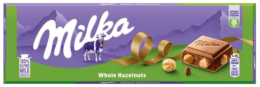 Milka Whole Nuts piena šokolāde ar veseliem lazdu riekstiem 250 g