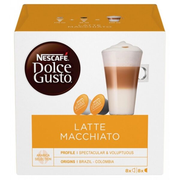 Nescafe Dolce Gusto Latte Macchiato kafijas kapsulas 16 gab. (8+8 gab.)