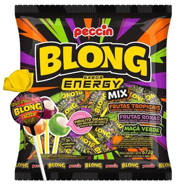 Blong Energy Mix lielās ledenes uz kociņa ar košlājamo gumiju 672 g (24 gab.)