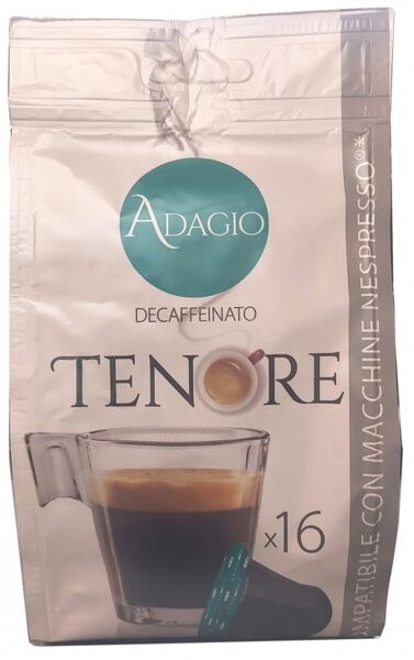 Tenore Nespresso Adagio Decaffeinato  bezkofeīna kafijas kapsulas 16 gab.