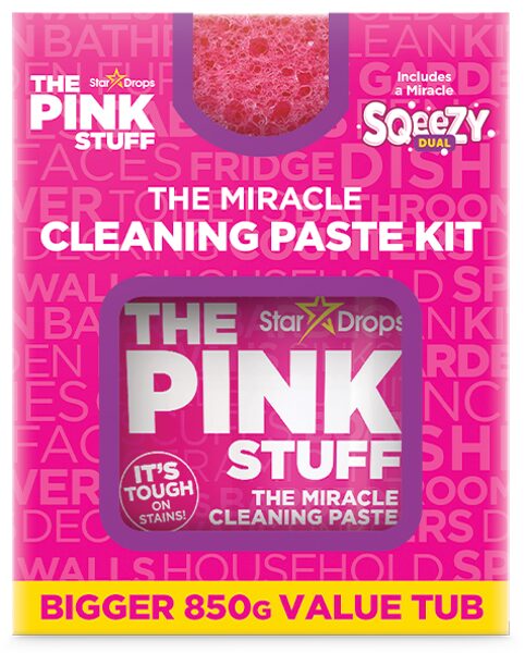 The Pink Stuff Cleaning Paste Kit universaalne puhastuspasta ja kahepoolne švamm 850 g